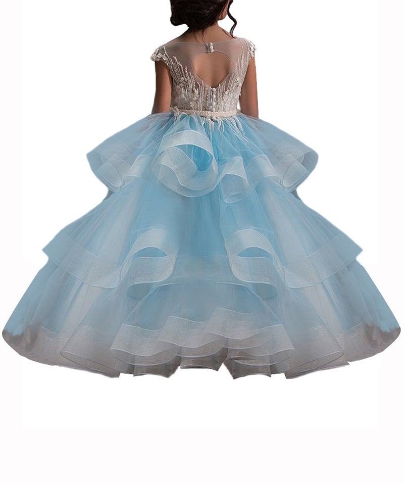 WDE Long Pink Little Girls Pageant Dresses for Wedding Kids First Communion Prom Ball Gown Size 4 - Image 2
